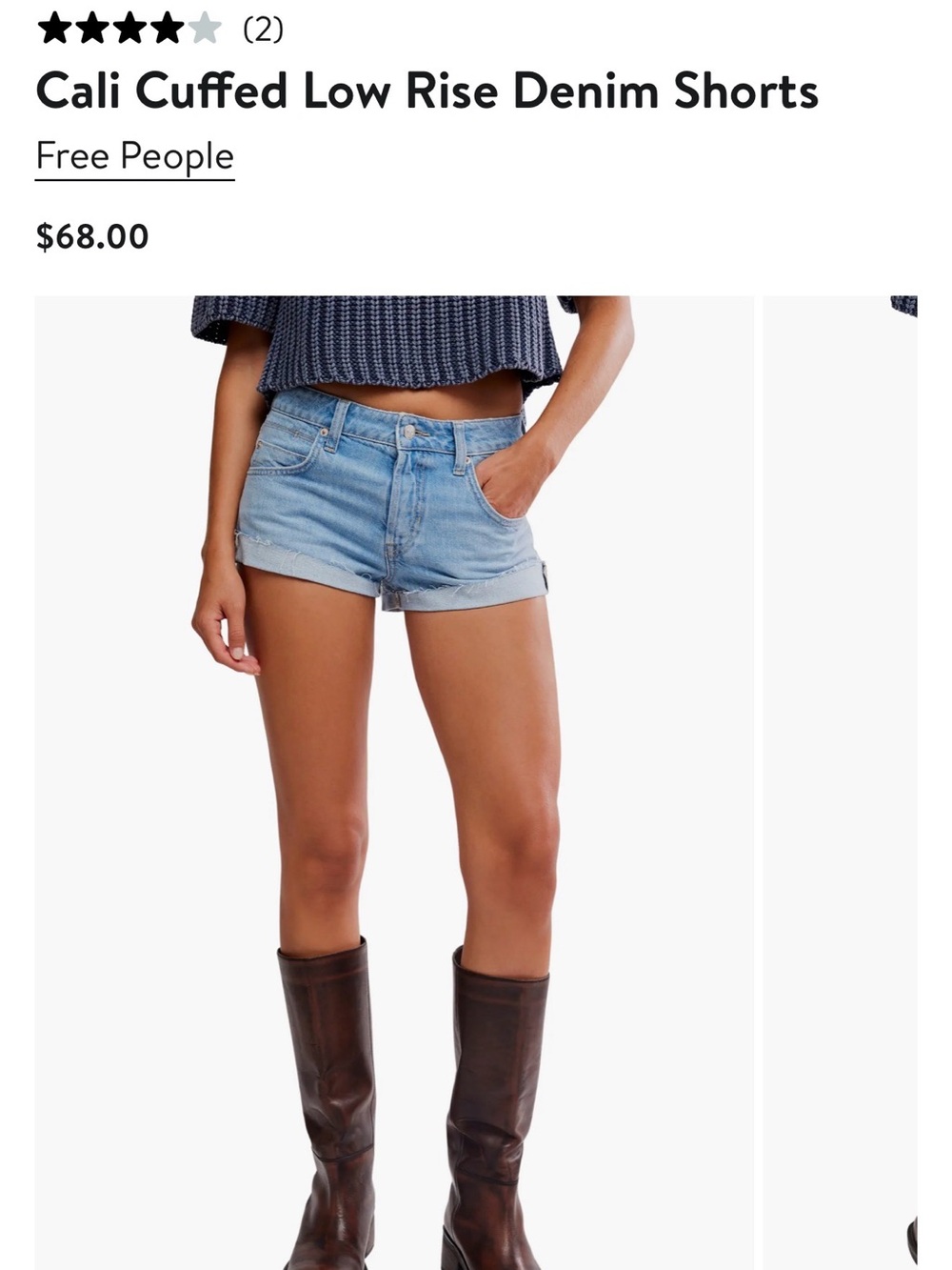 Cali cuffed low rise denim shorts free people